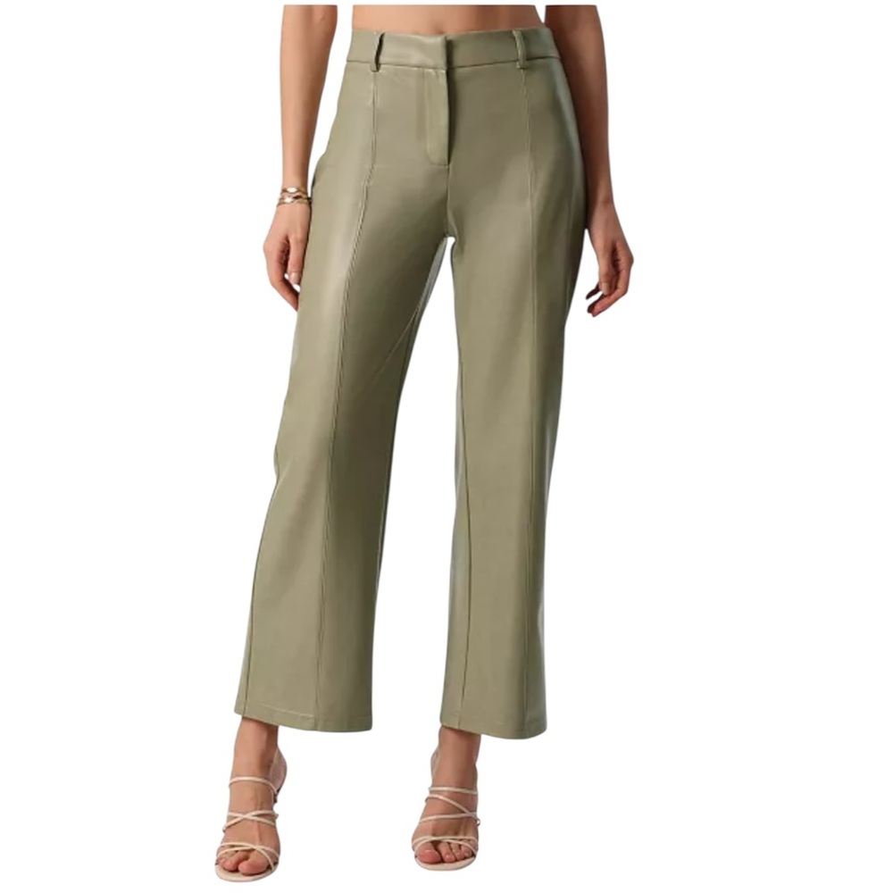 Avec Les Filles Sage‎ Green Soft Faux Leather High Rise Straight Leg Pants XS